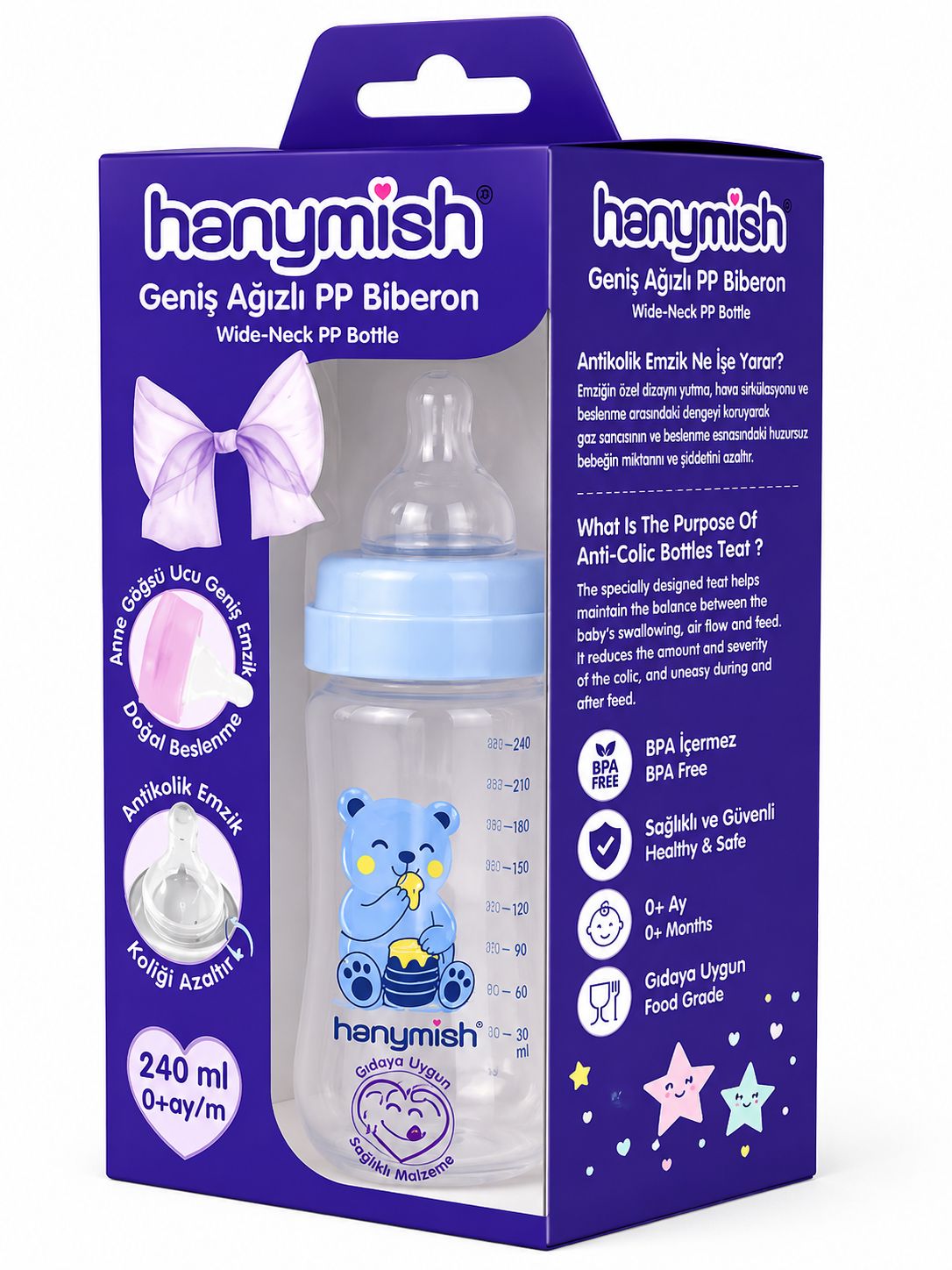 HANYMİSH GENİŞ AĞIZLI PP BİBERON 240 CC