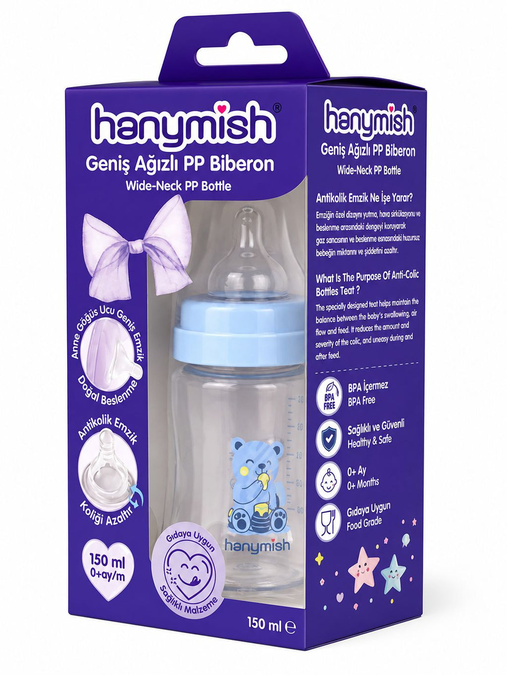 HANYMİSH GENİŞ AĞIZLI PP BİBERON 150 CC