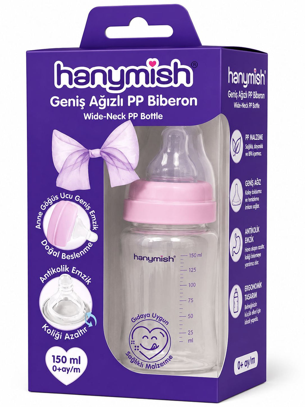 HANYMİSH GENİŞ AĞIZLI PP BİBERON 150 CC