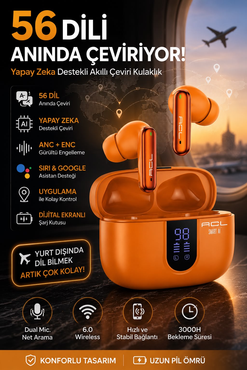56 dile duyarlı bluetooth kulaklık